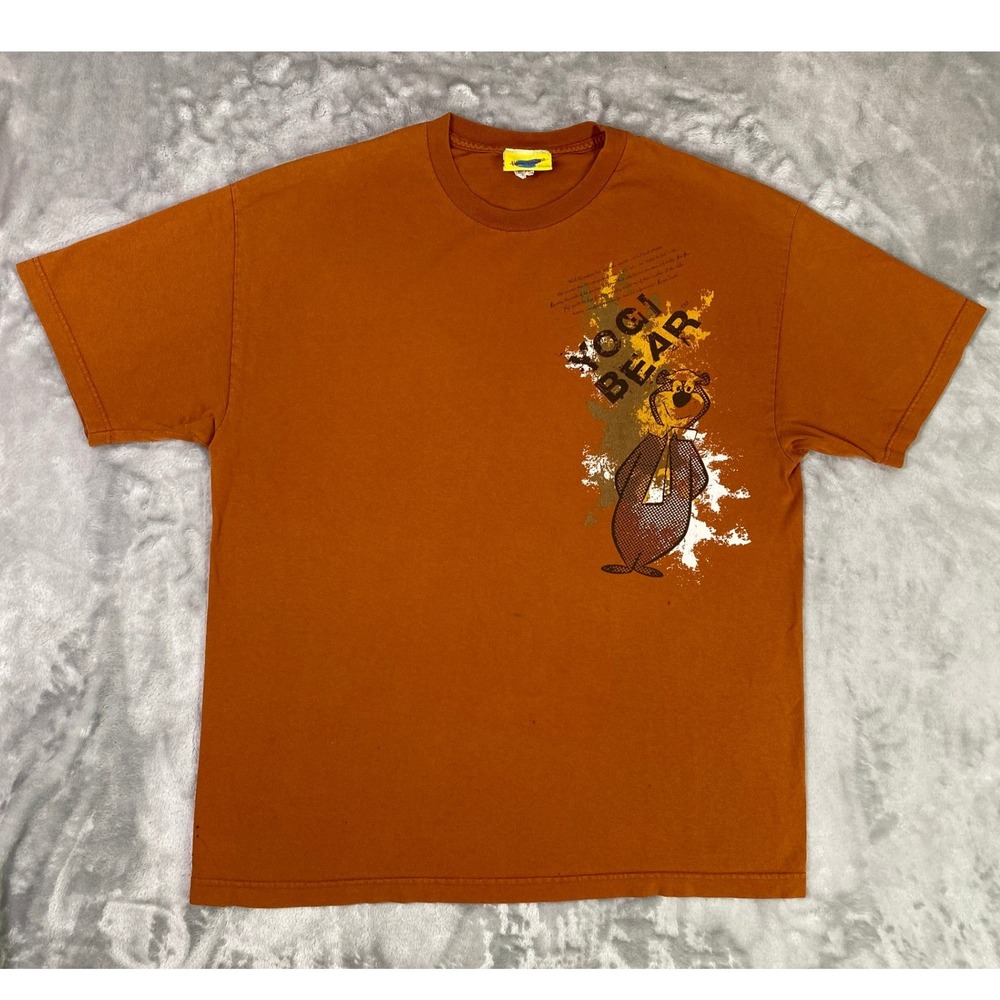 Hanna-Barbera Yogi Bear T-Shirt Men XL Orange Graphic Retro Cartoon Tee